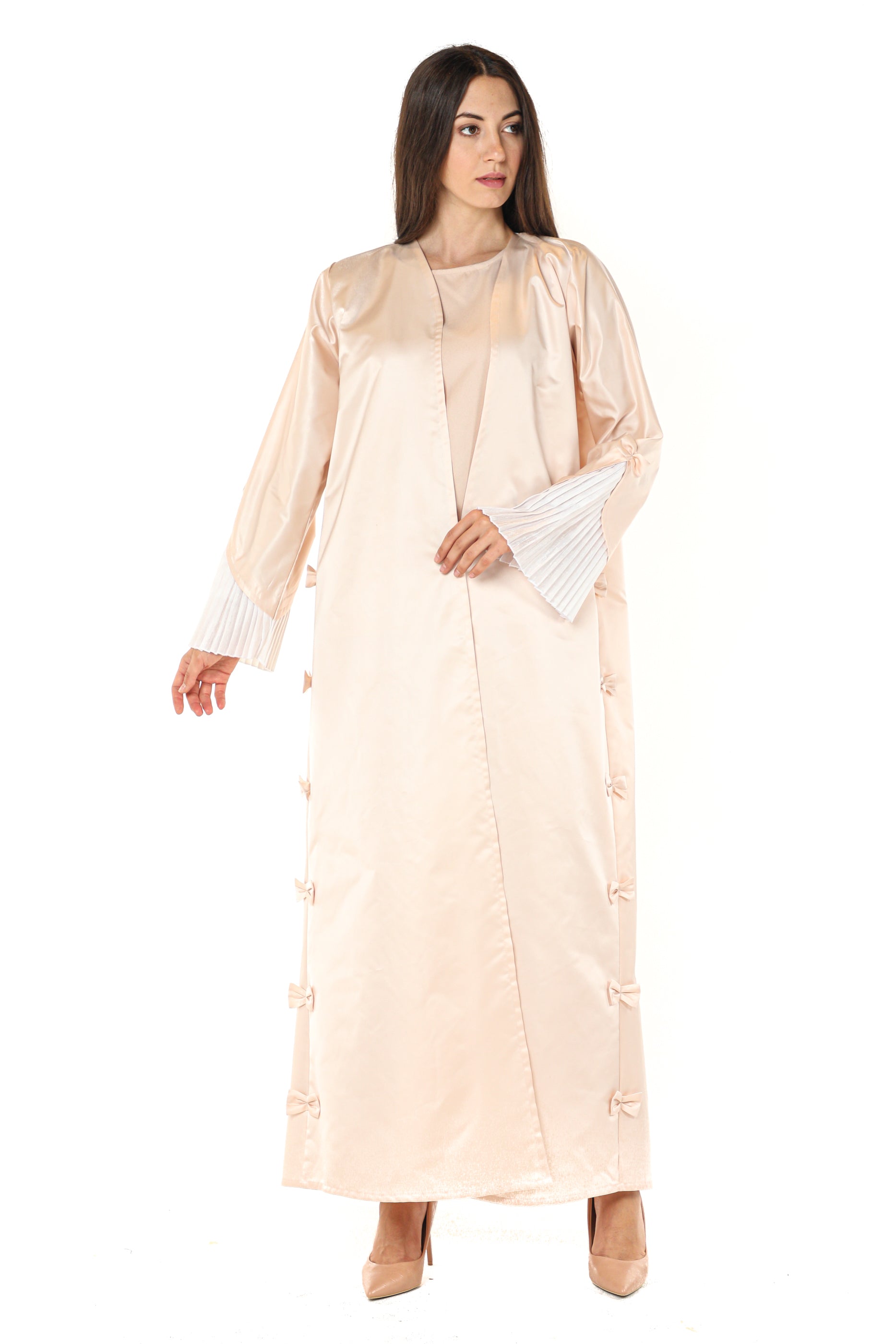 MOiSTREET Victoria Satin Beige Abaya (7542240116963)