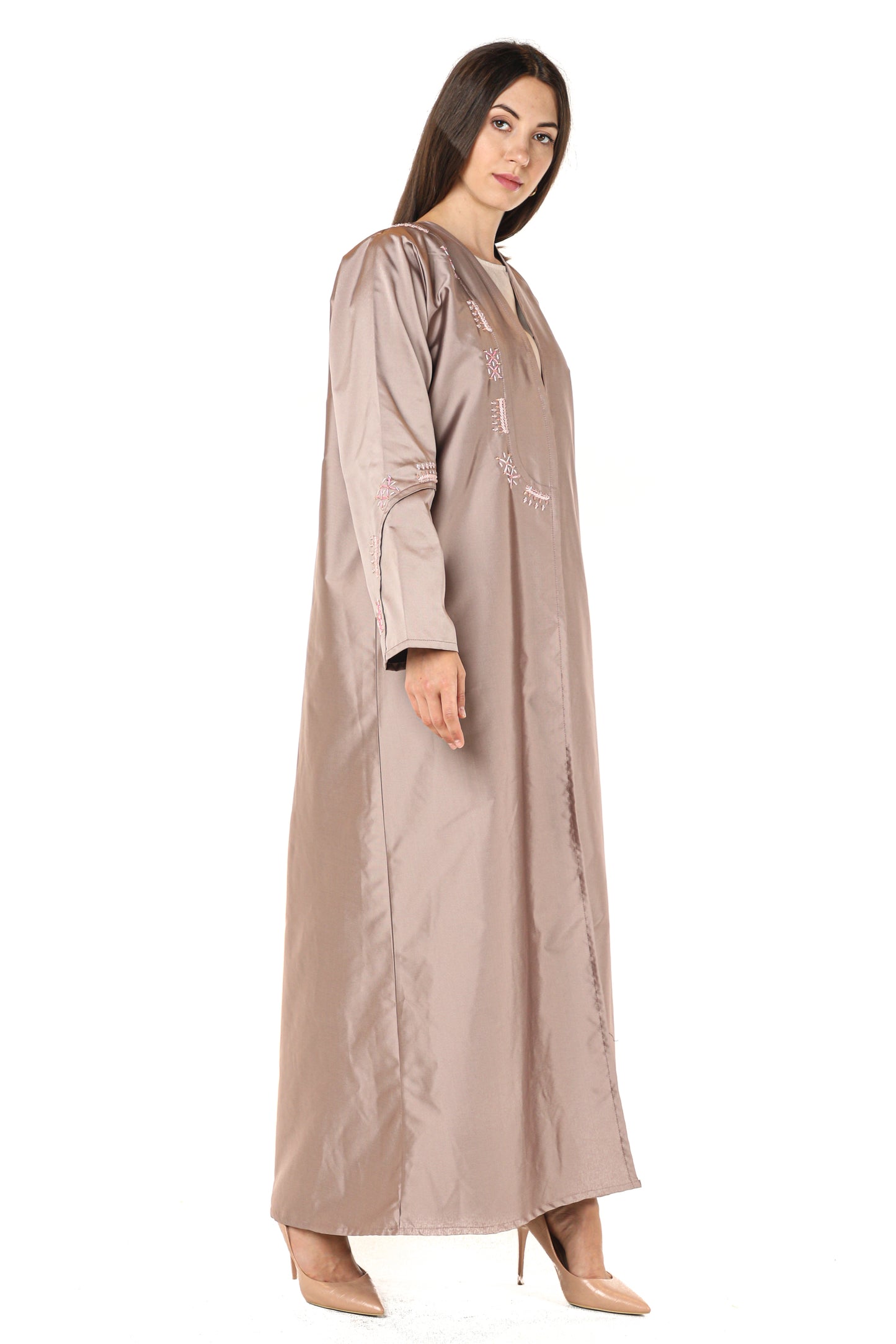 MOiSTREET Victoria Satin Beige Abaya (7542252667107)