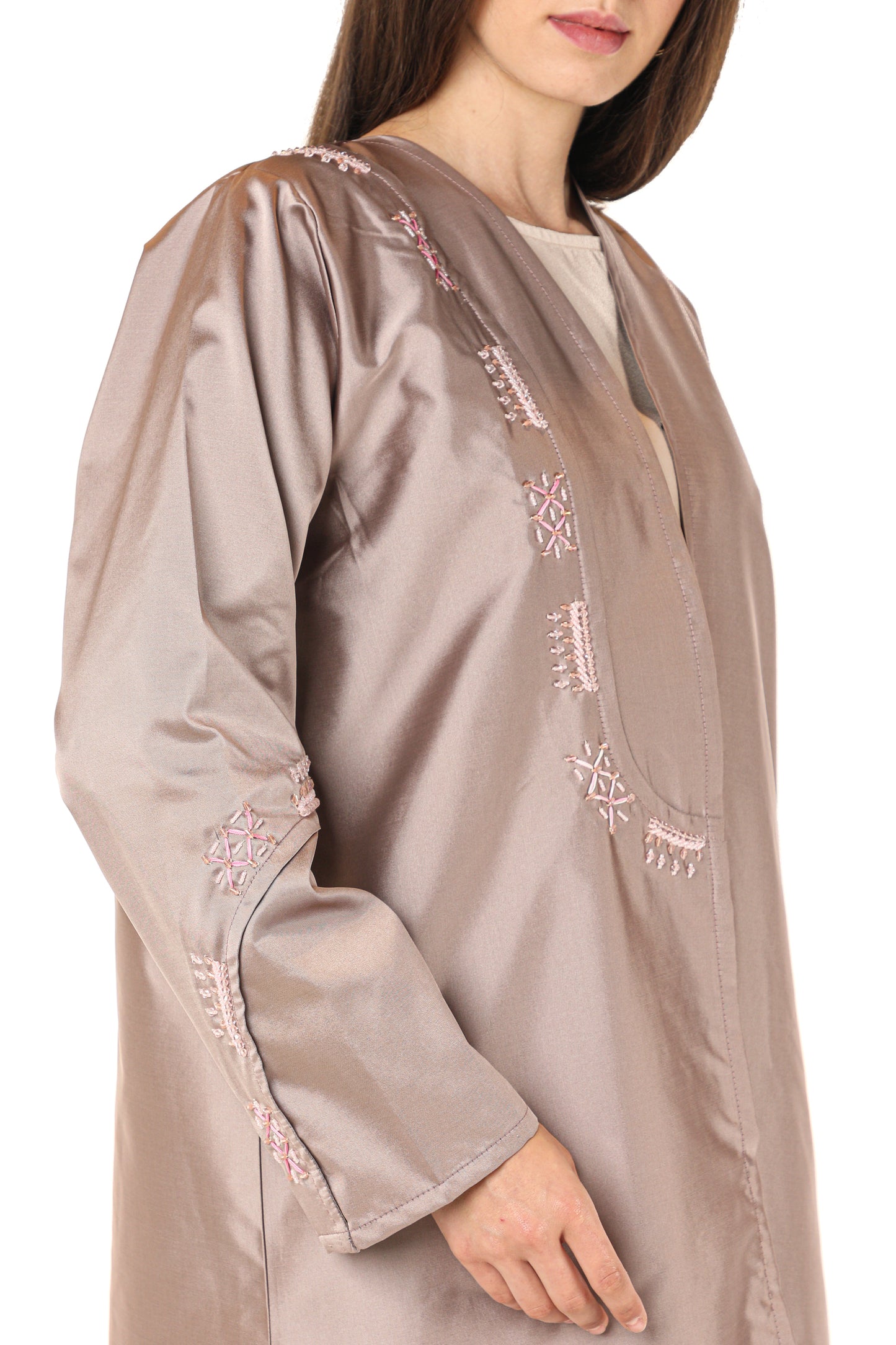 MOiSTREET Victoria Satin Beige Abaya (7542252667107)