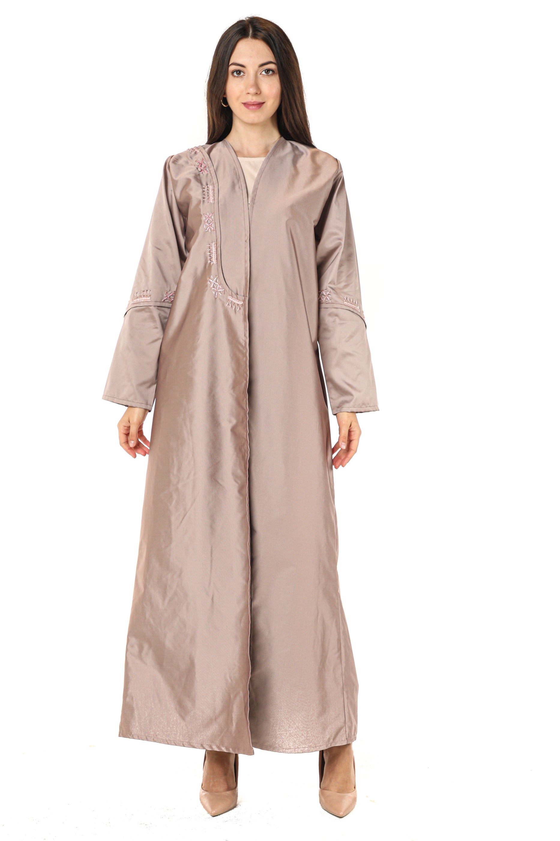 MOiSTREET Victoria Satin Beige Abaya (7542252667107)