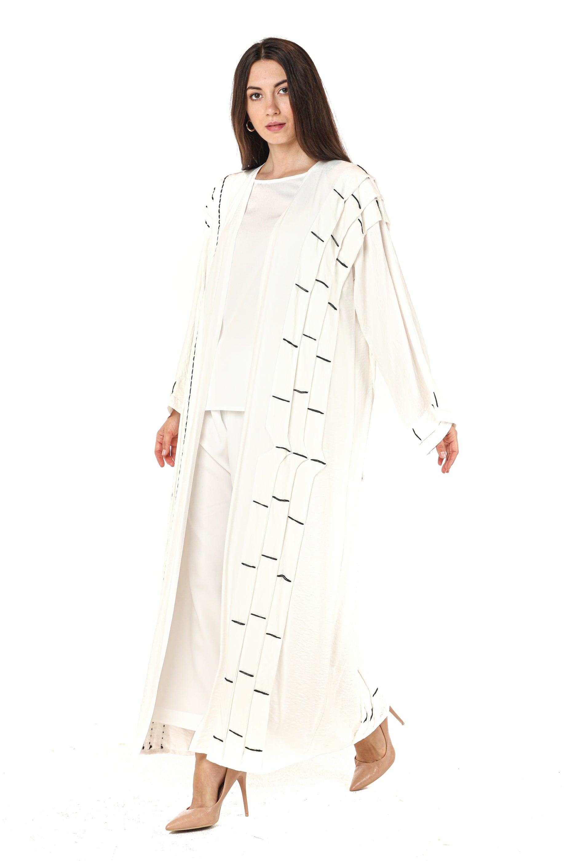 MOiSTREET Linen Abaya with Black Thread Work (7542280749283)