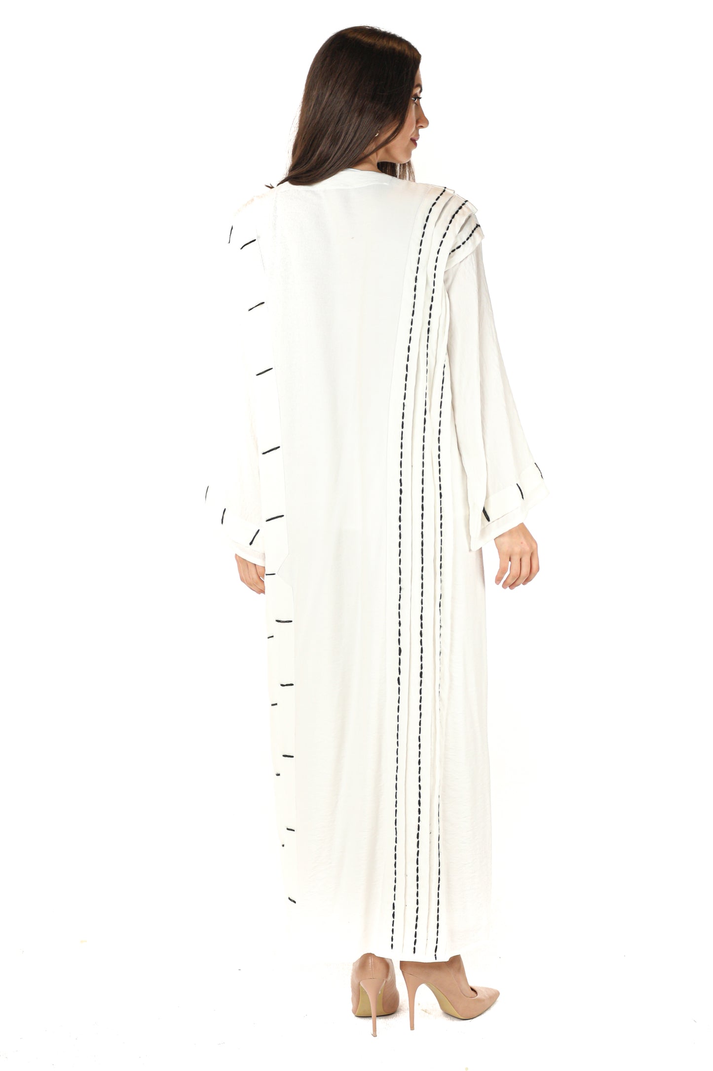 MOiSTREET Linen Abaya with Black Thread Work (7542280749283)