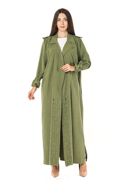 MOiSTREET Coat Style Green Shamua Abaya (7542304145635)