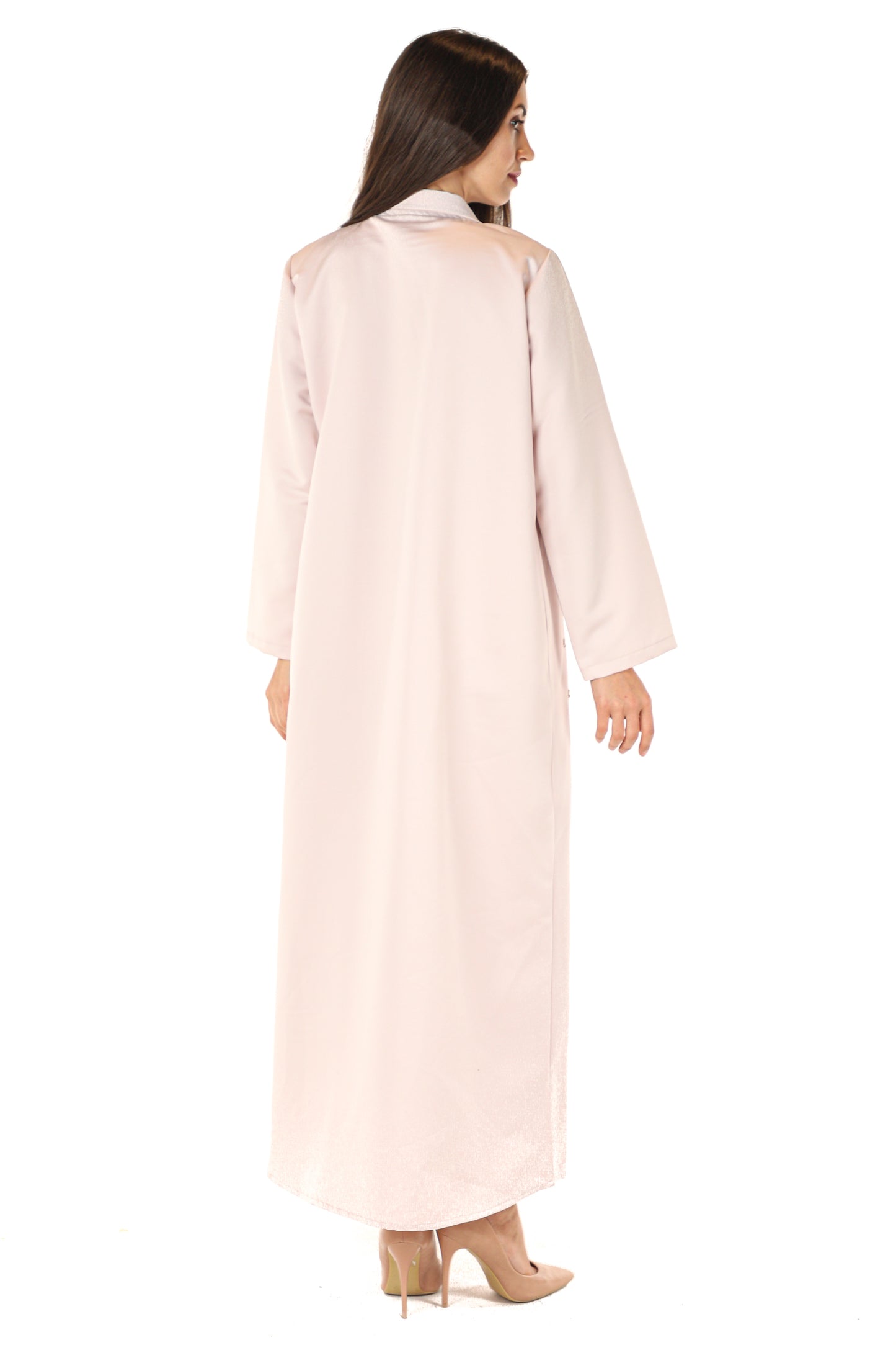 MOiSTREET Pink Abaya With front Embellished Panel (7542321152227)