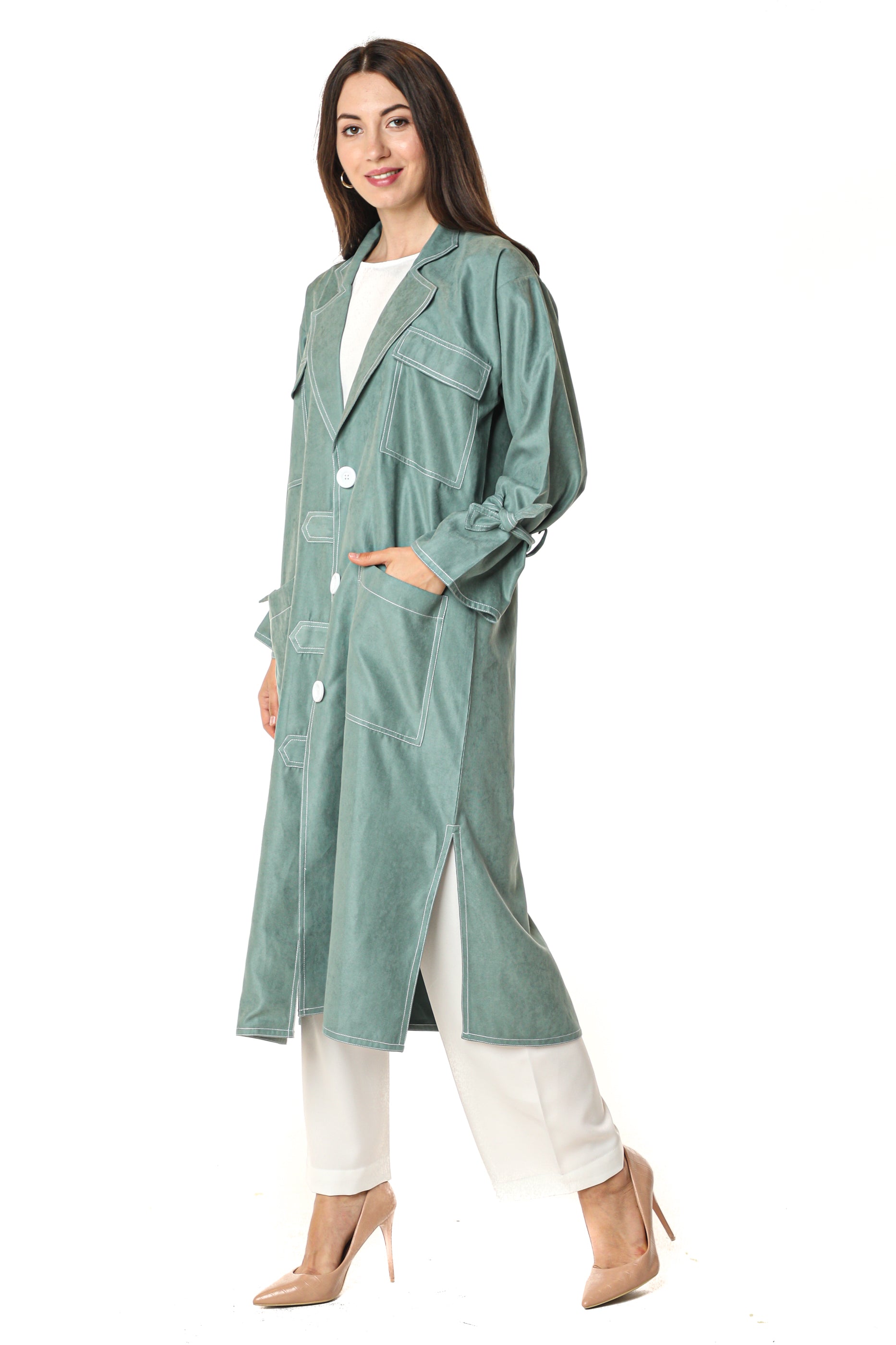 MOiSTREET Green Shamua Blazer with Crepe Top and Pants (7544628576483)