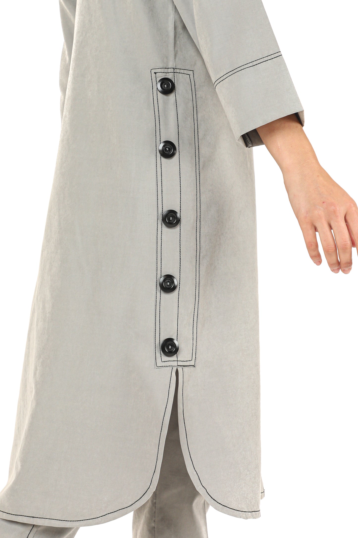 MOiSTREET Grey Shamua Fabric Jacket And Pants With Crepe Top (7547335770339)