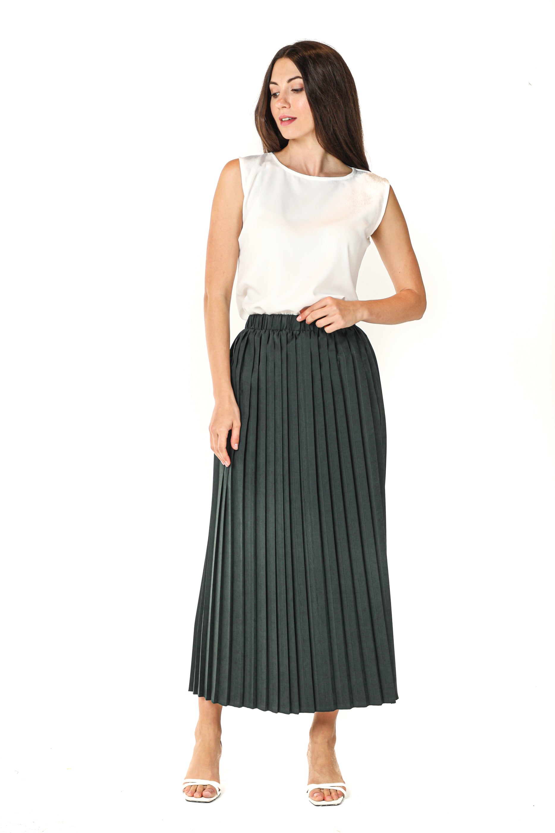 MOiSTREET Dark Grey Shamua Pleated Skirt (7580585427171)