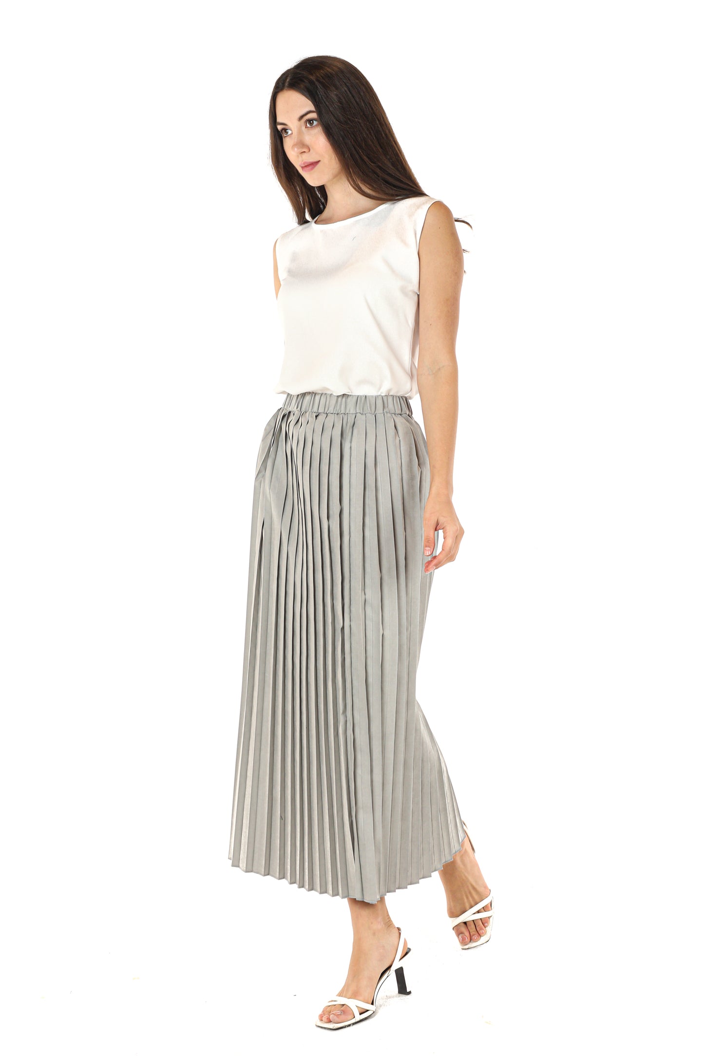 MOiSTREET Grey Shamua Pleated Skirt (7580616786147)