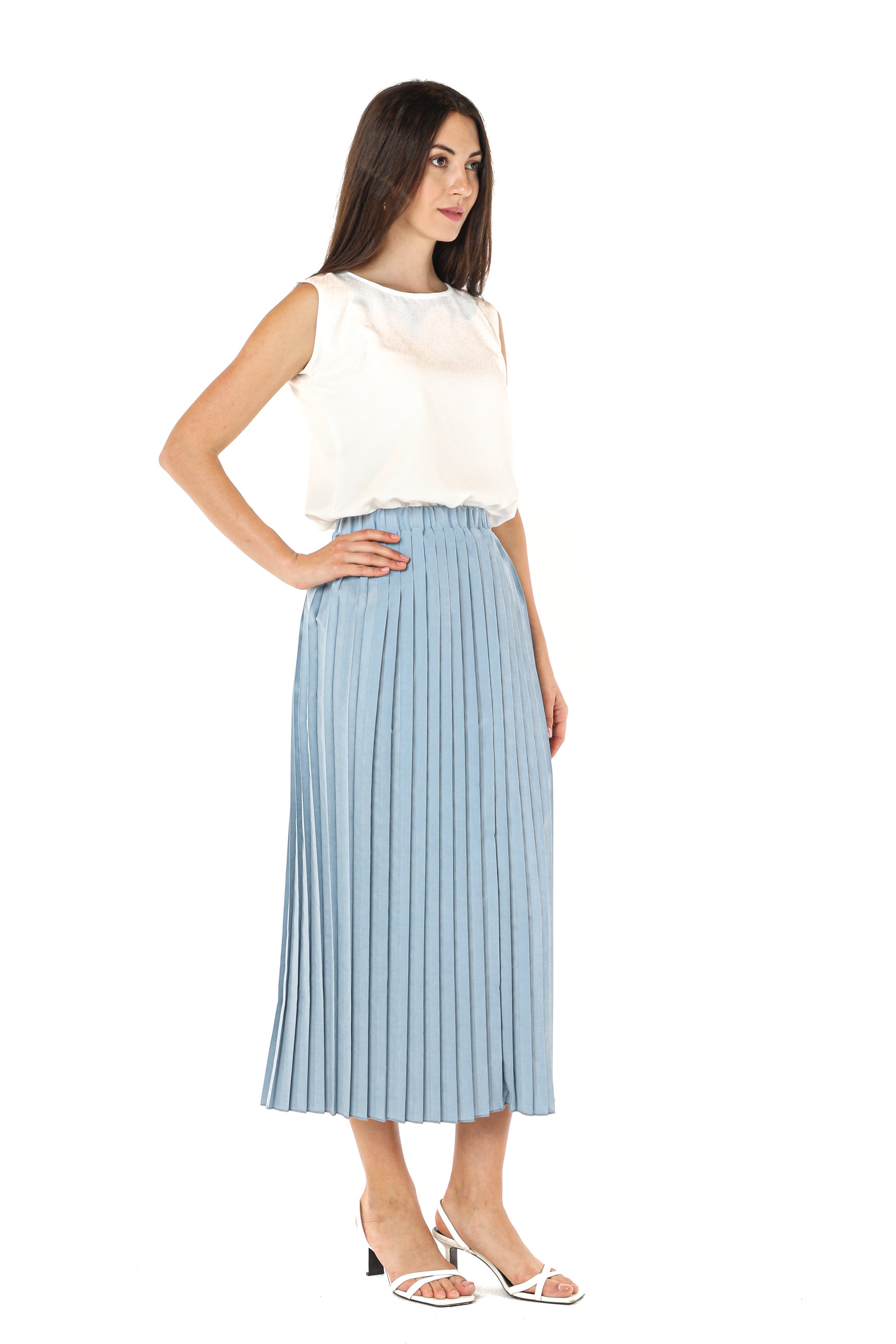 MOiSTREET Blue Shamua Pleated Skirt (7580617638115)