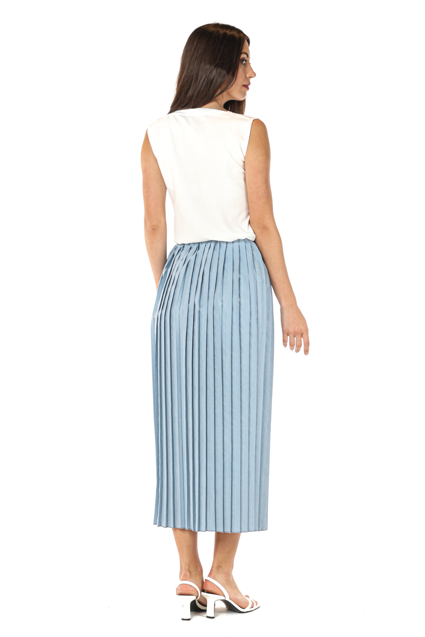 MOiSTREET Blue Shamua Pleated Skirt (7580617638115)