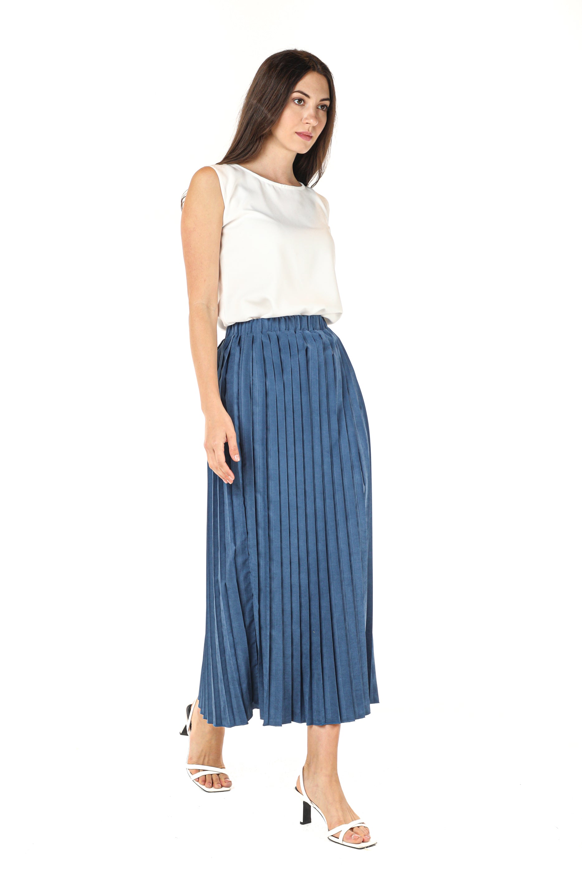 MOiSTREET Navy Shamua Pleated Skirt (7580618359011)