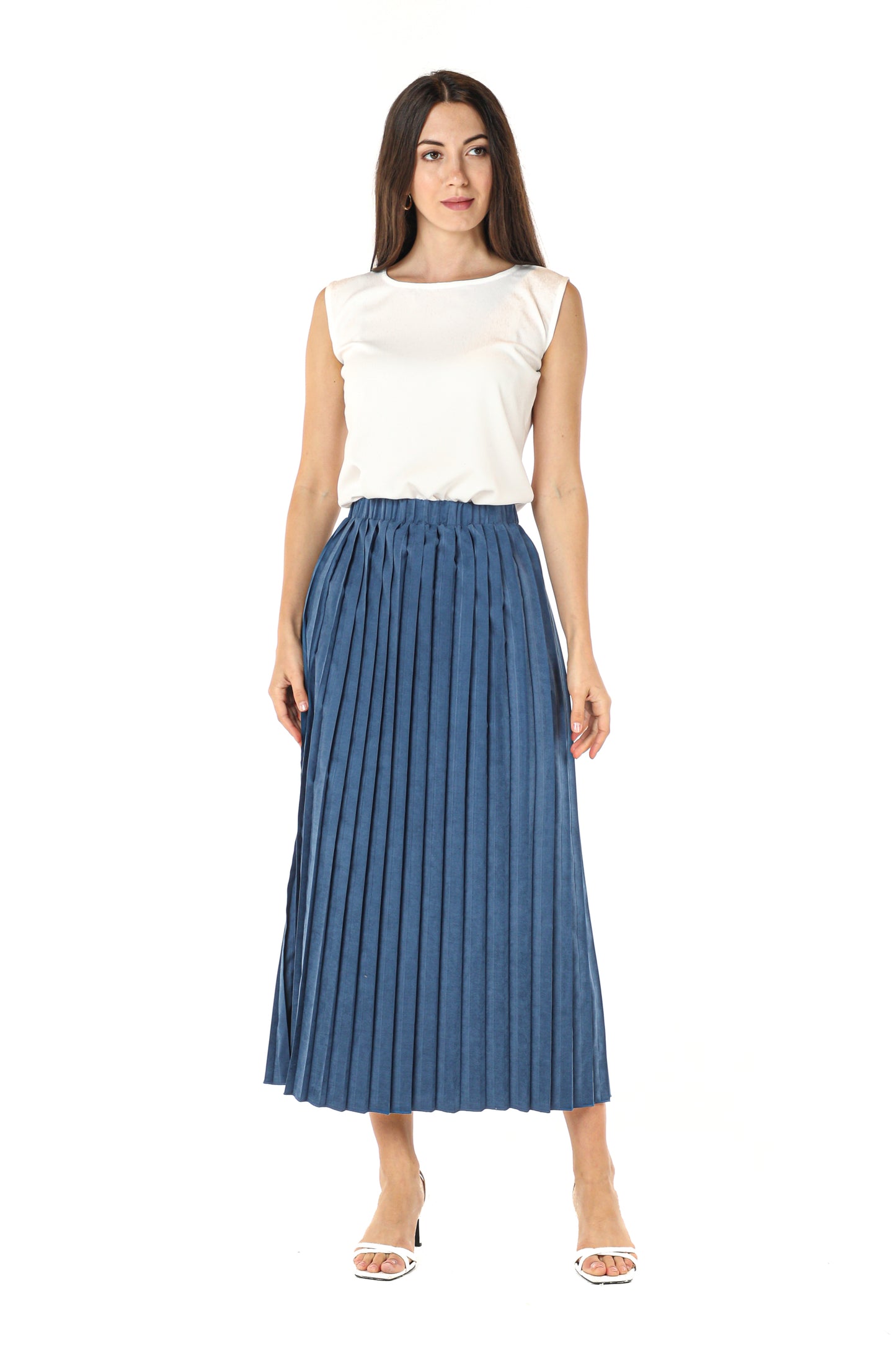 MOiSTREET Navy Shamua Pleated Skirt (7580618359011)