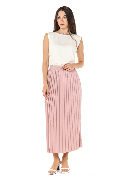 MOiSTREET Pink Shamua Pleated Skirt (7580620980451)