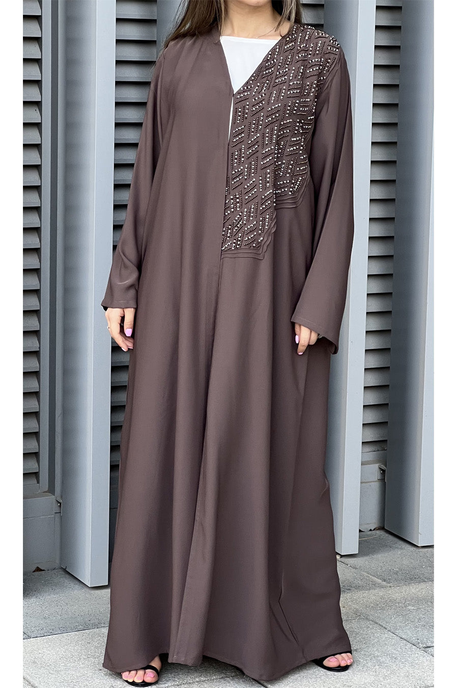 MOiSTREET Korean Nada Brown Abaya (7633753014499)