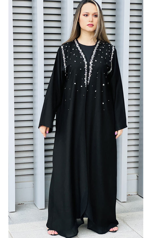 MOiSTREET Black Shamua Embellished Abaya (7633762943203)