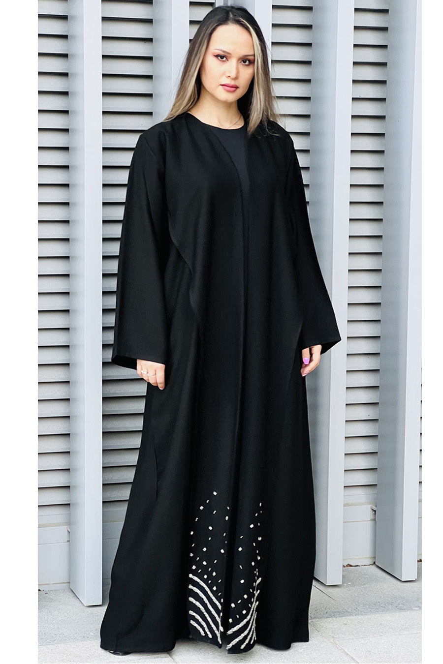 MOiSTREET Embroidered Korean Nada Black Abaya (7634483118307)