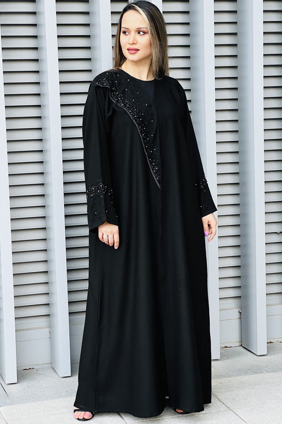 Copy of MOiSTREET Embroidered Korean Crepe Black Abaya (7634500518115)