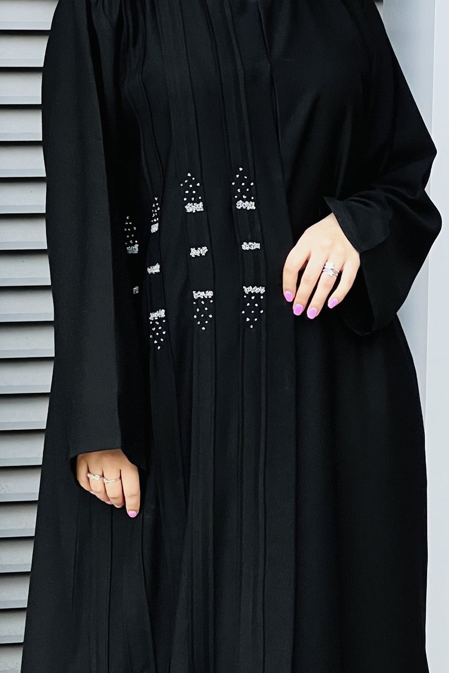 MOiSTREET Black Korean Nada Embroidery Abaya (7634507497699)