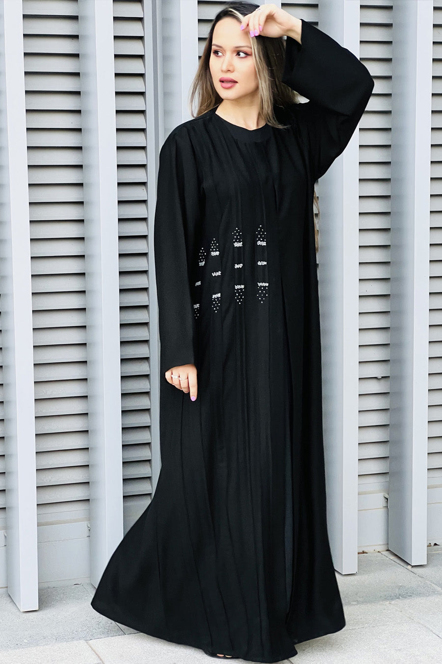 MOiSTREET Black Korean Nada Embroidery Abaya (7634507497699)