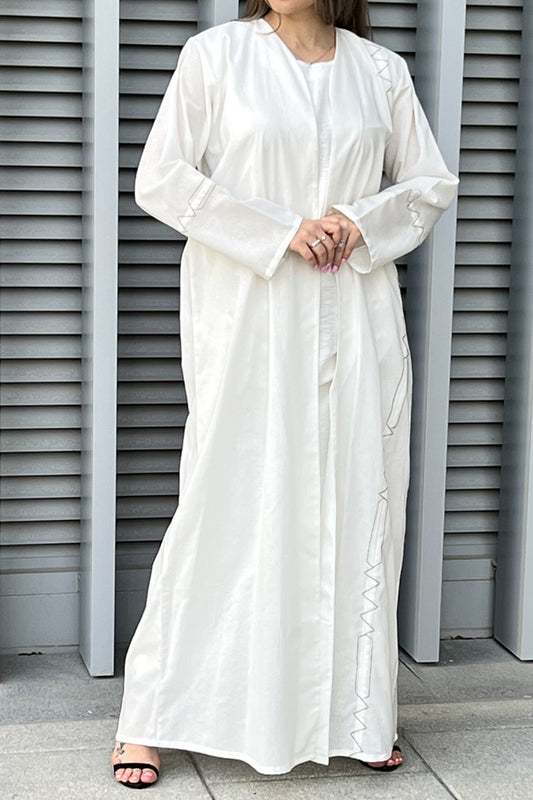 MOiSTREET White Linen Abaya (7634662260963)