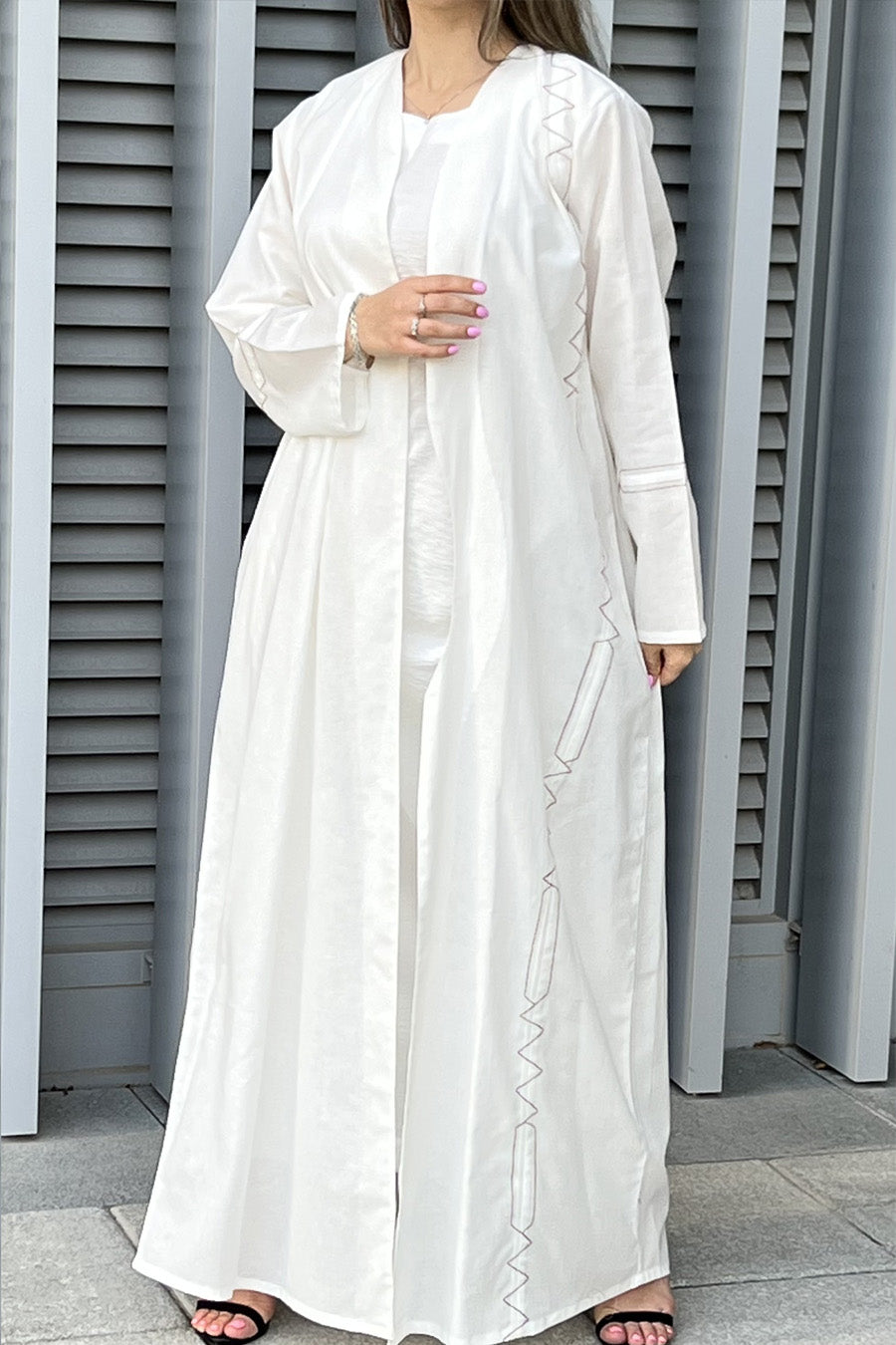 MOiSTREET White Linen Abaya (7634662260963)