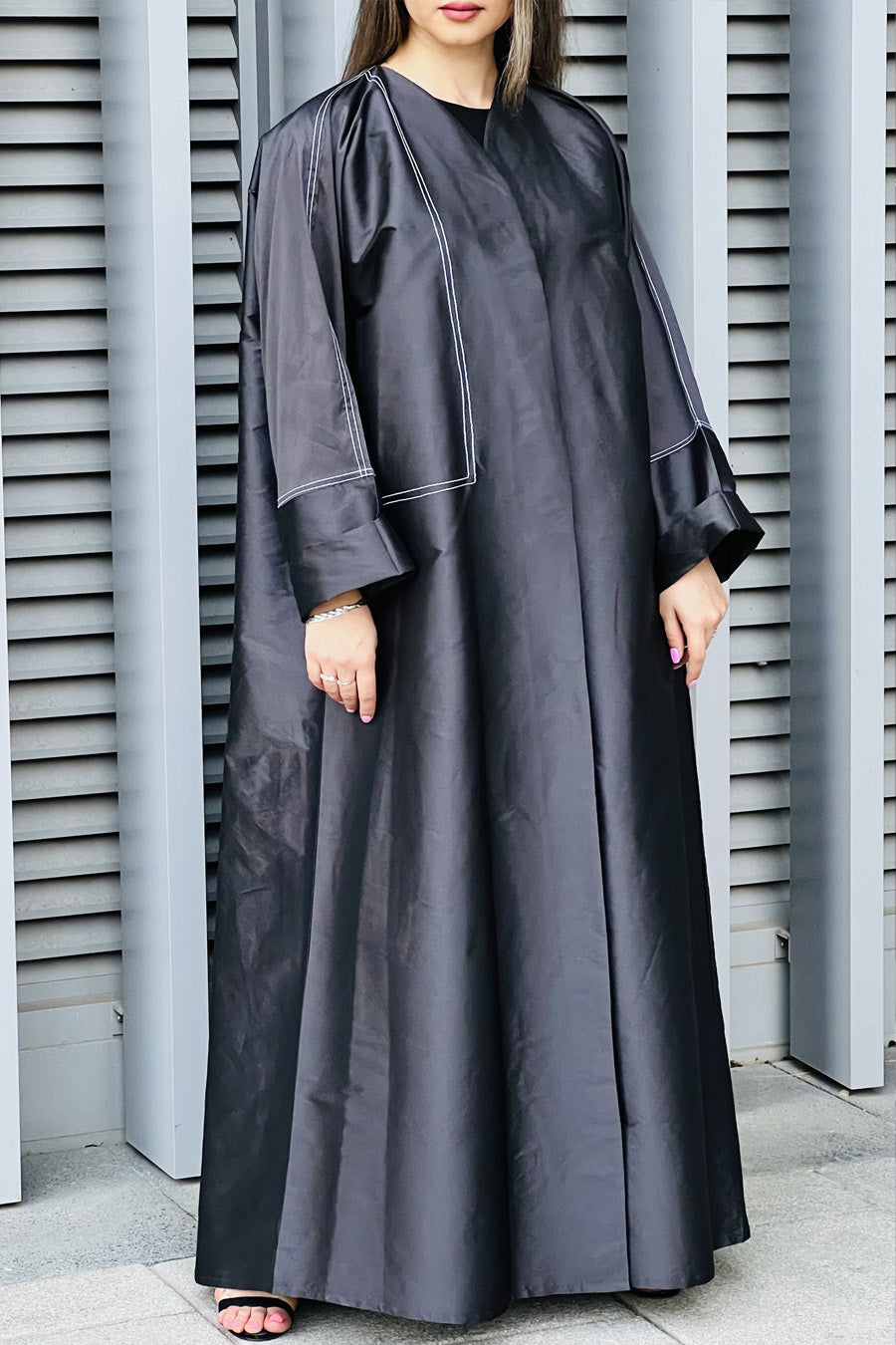 MOiSTREET Black Taffeta Abaya (7634748670179)