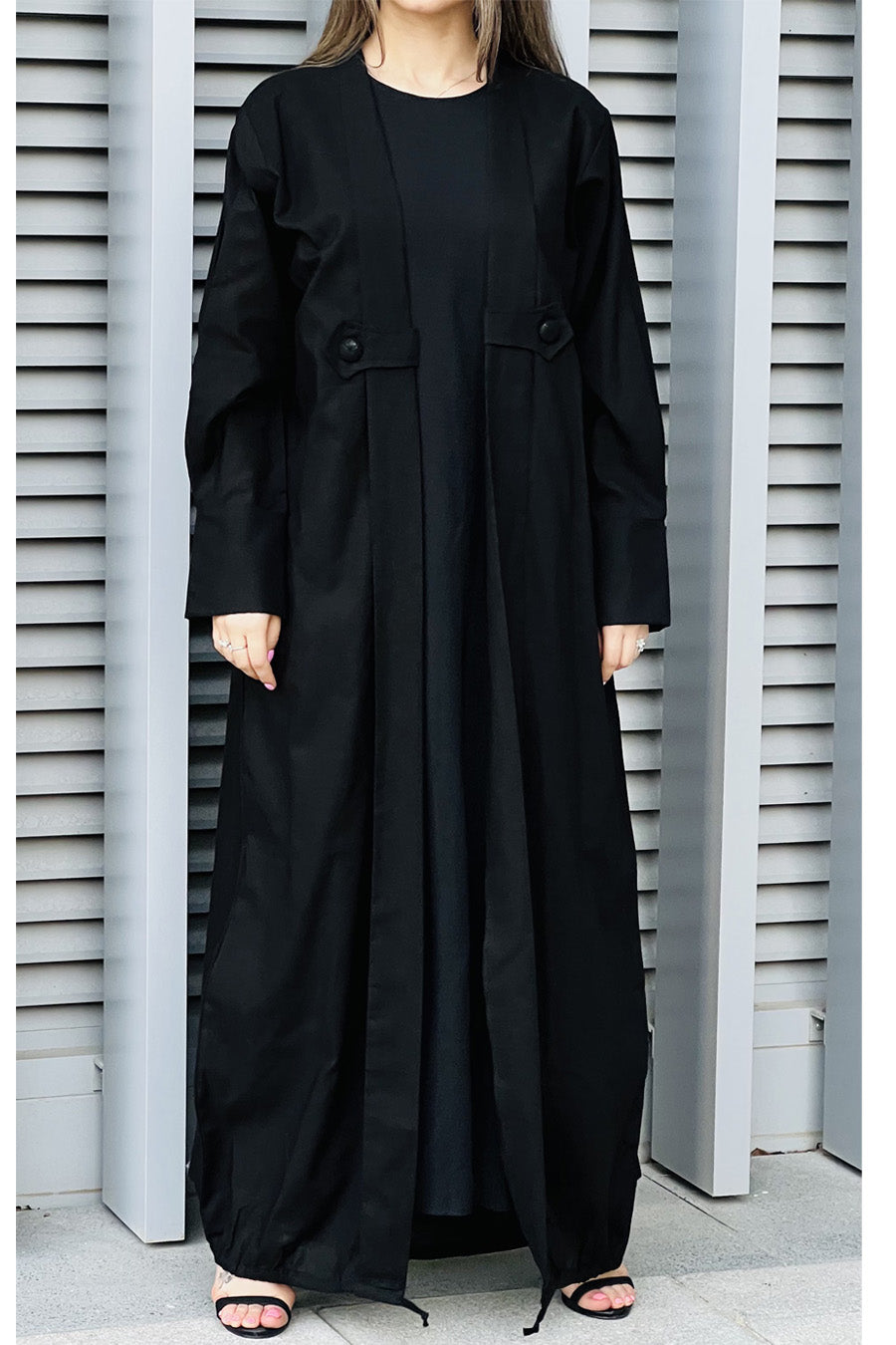 MOiSTREET Black Linen Abaya (7634758729955)