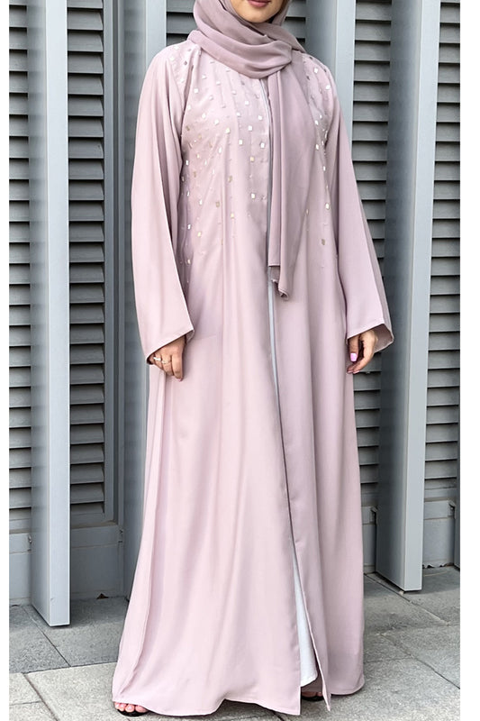 MOiSTREET Pink Korean Nada Embroidery Abaya (7634768691427)