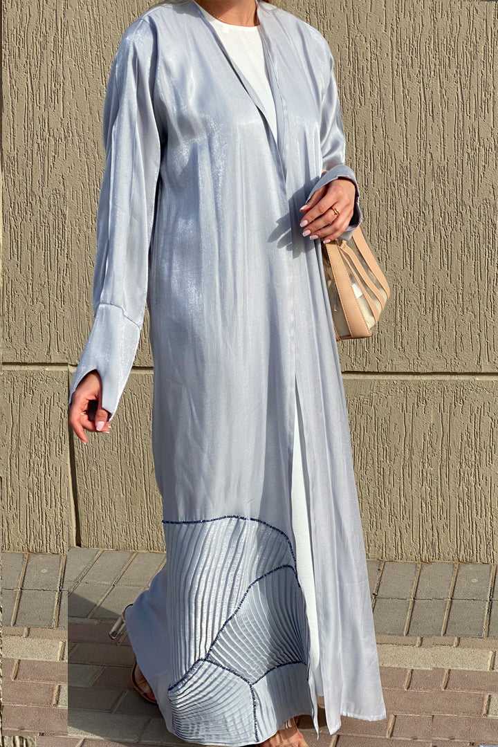 MOiSTREET Grey Rotana Shimmer Designer Abaya (6804498940088)