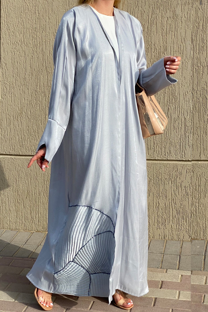 MOiSTREET Grey Rotana Shimmer Designer Abaya (6804498940088)