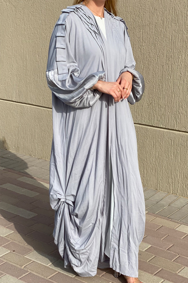 MOiSTREET Grey Harir Maqsood Casual Abaya (6807357882552)