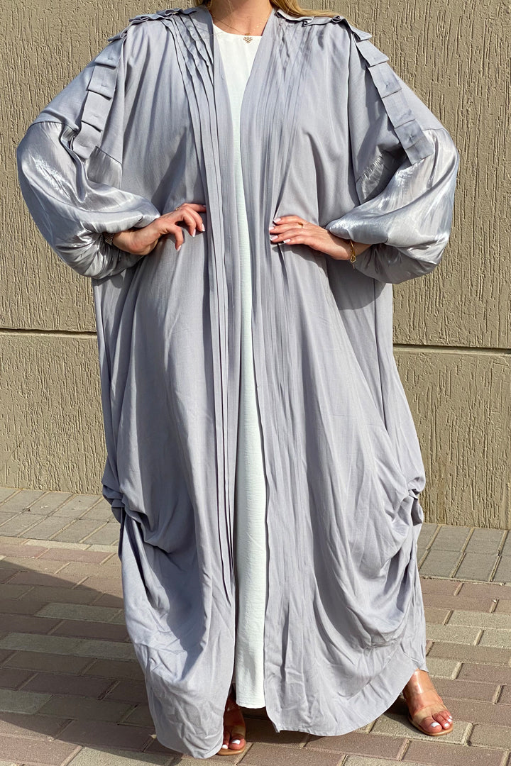 MOiSTREET Grey Harir Maqsood Casual Abaya (6807357882552)