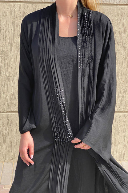 MOiSTREET Harir Maqsood Black Pleated Abaya (6808080089272)