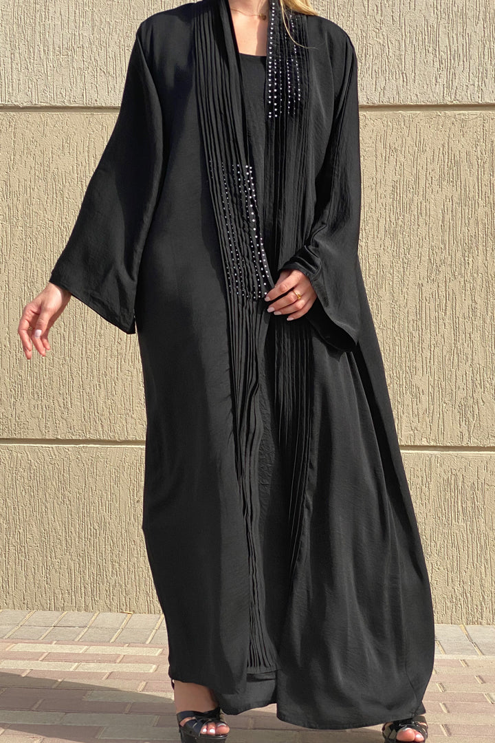 MOiSTREET Harir Maqsood Black Pleated Abaya (6808080089272)