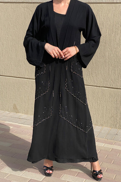 MOiSTREET Black Embellished Abaya (6810706772152)