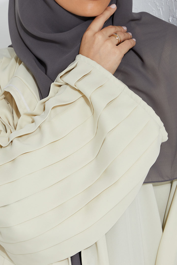 MOiSTREET Beige Pleated Abaya (6811398701240)