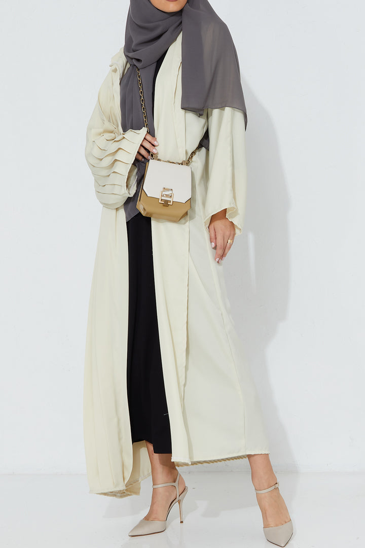 MOiSTREET Beige Pleated Abaya (6811398701240)