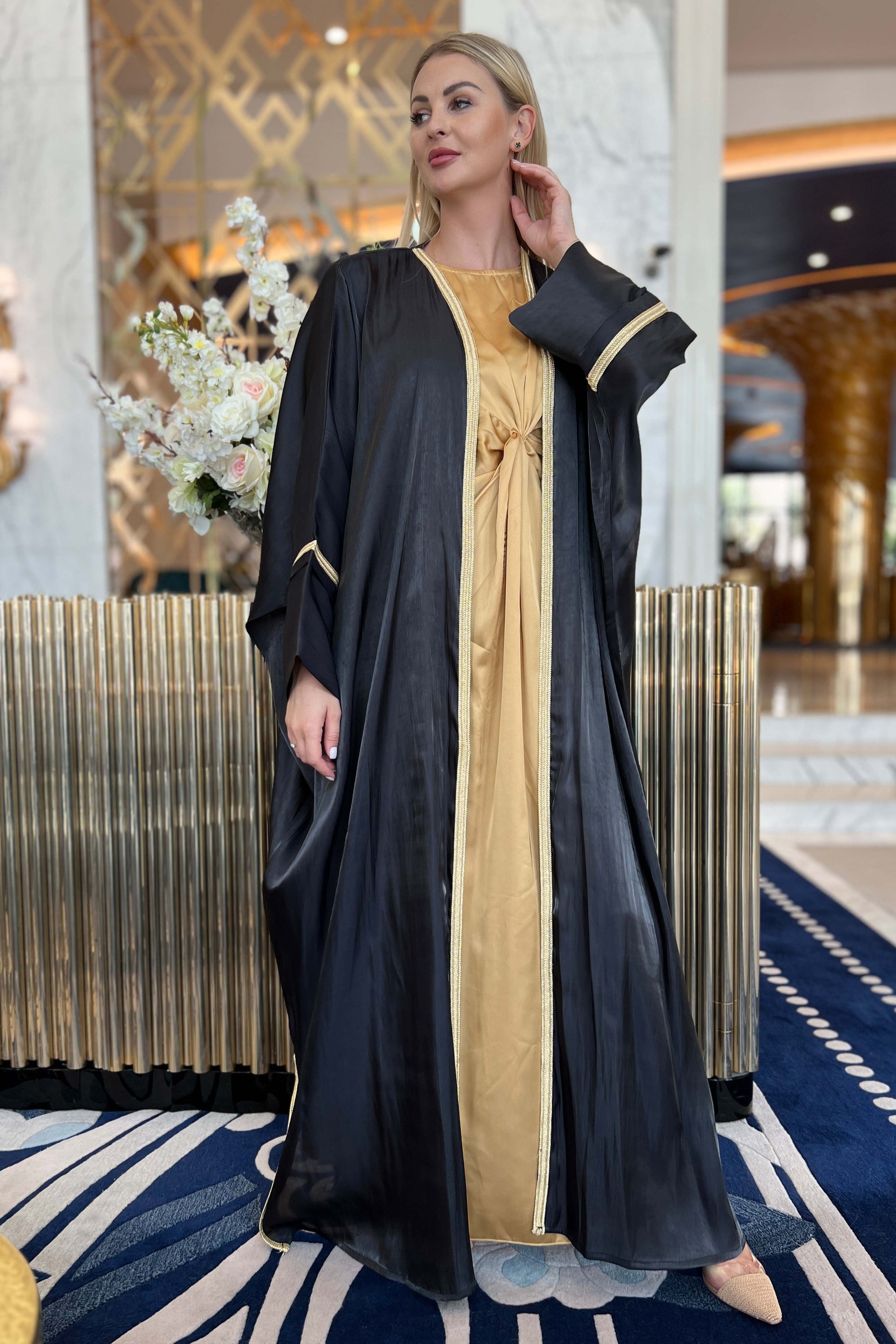 MOiSTREET Navy Rotana Shimmer Bhist Abaya Set (7896548999395)