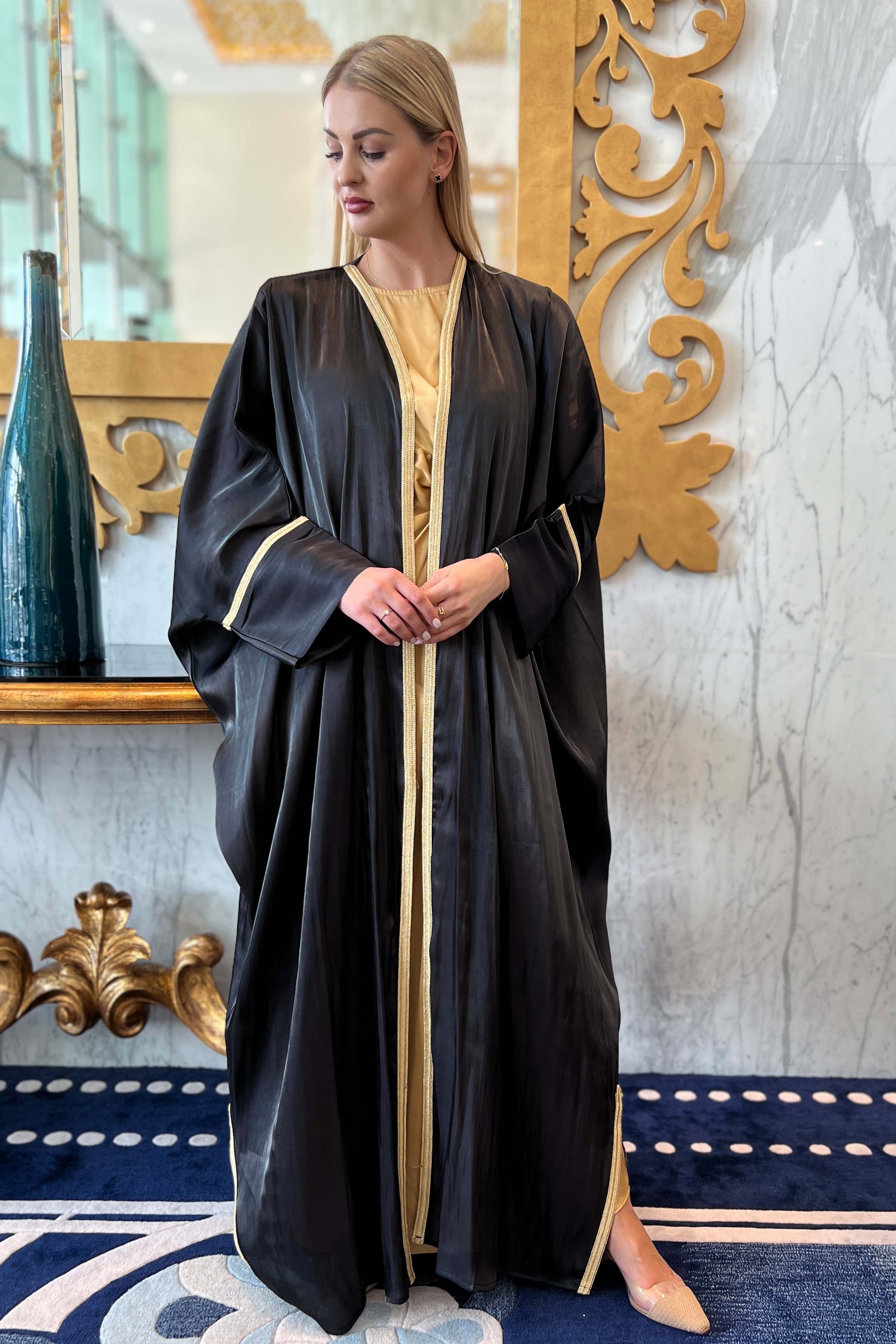 MOiSTREET Navy Rotana Shimmer Bhist Abaya Set (7896548999395)