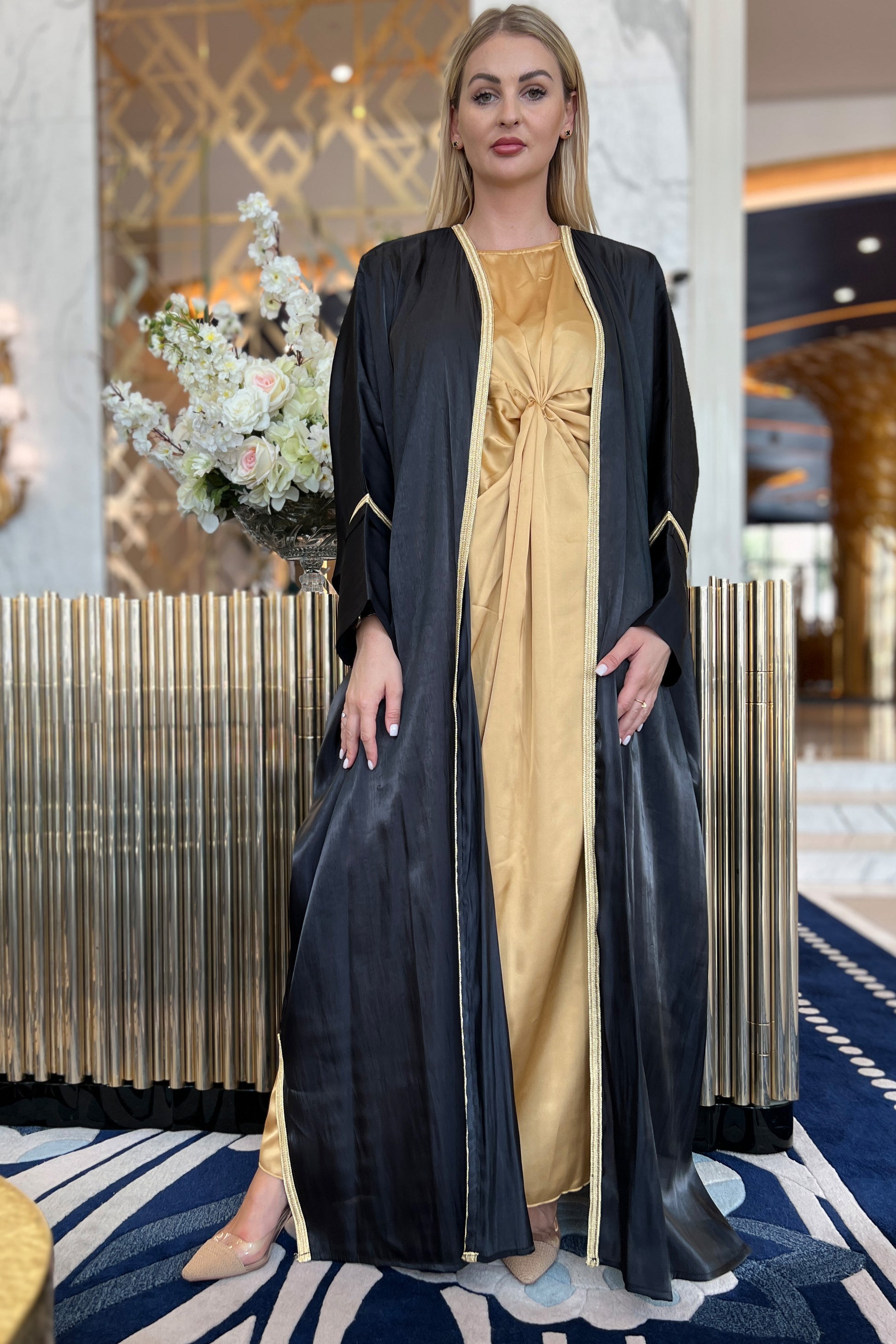 MOiSTREET Navy Rotana Shimmer Bhist Abaya Set (7896548999395)