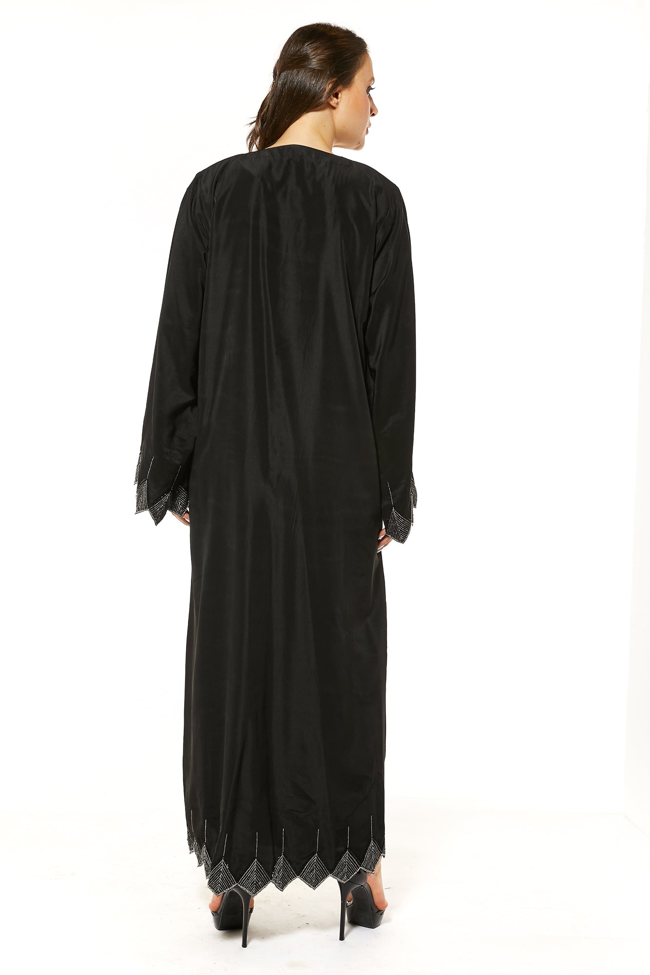 Black Abaya with Tatreez and Handwork embellishment (7468718489827) عباية سوداء