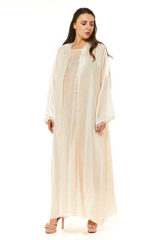 MOiSTREET Beige Organza Abaya Set (7493303304419)