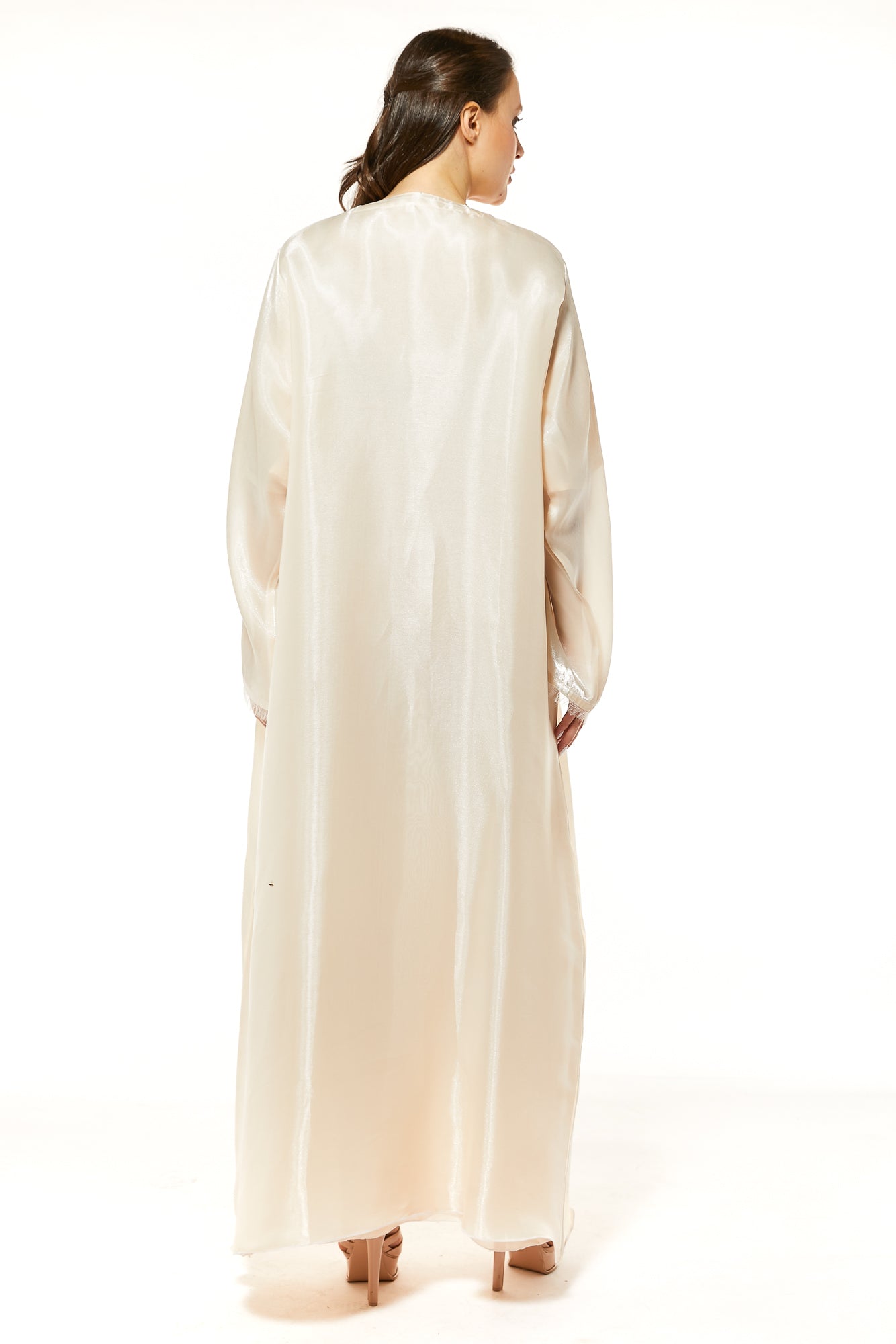 MOiSTREET Beige Organza Abaya Set (7493303304419)