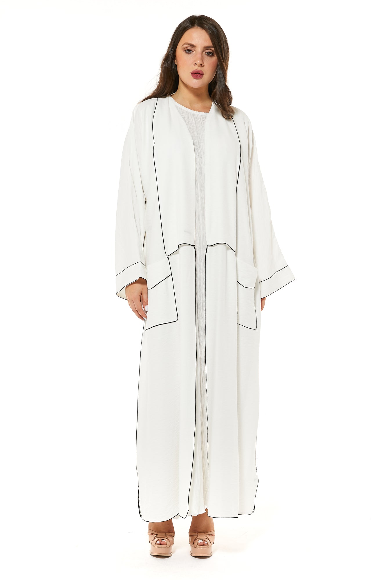 White Linen Casual Abaya (7464330854627)