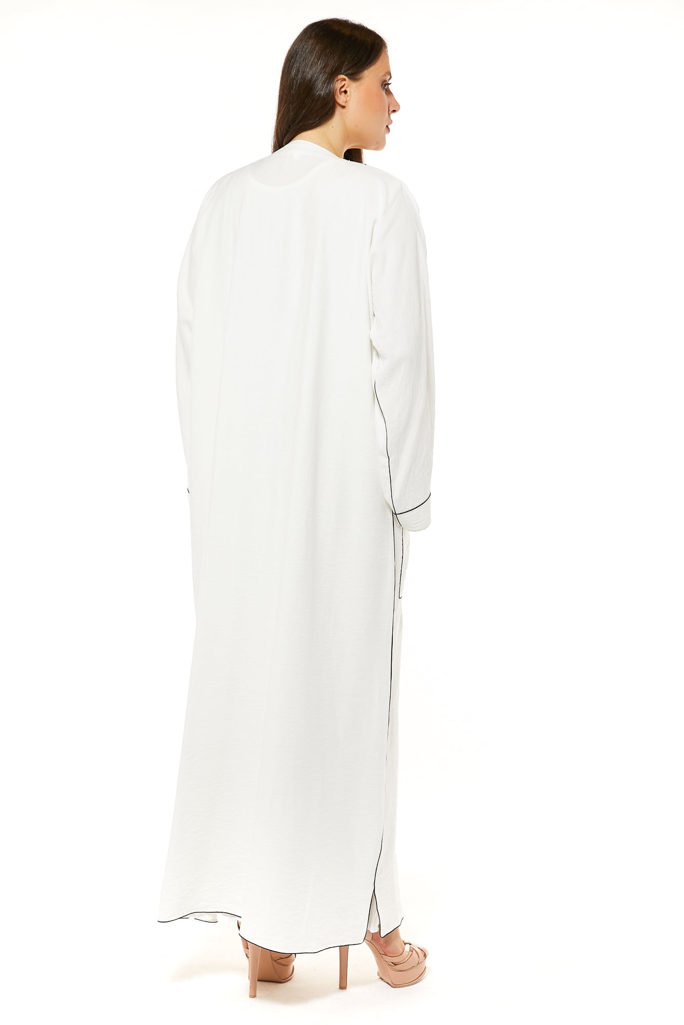 White Linen Casual Abaya (7464330854627)