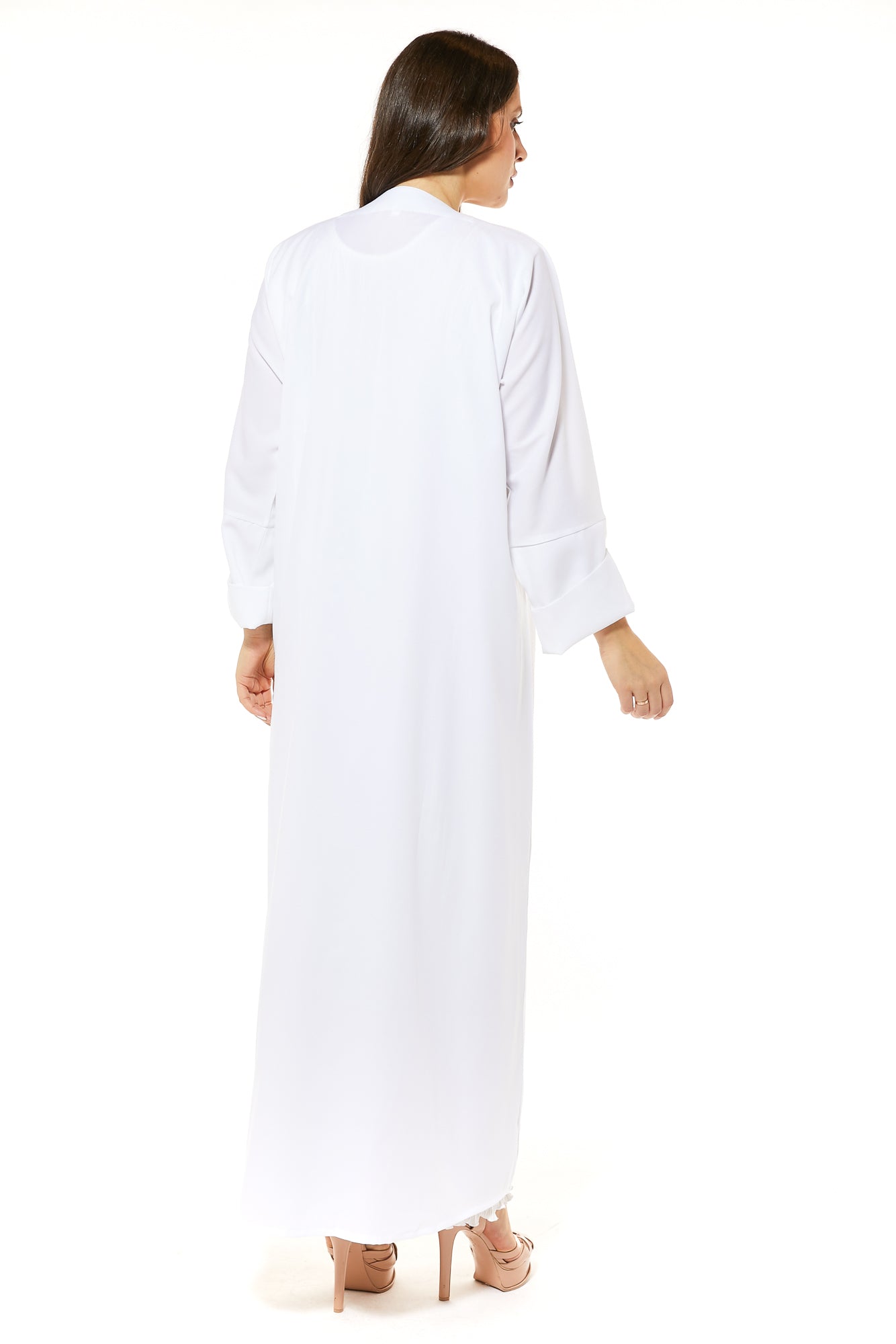 White Abaya with Beaded Embellishment (7468722553059)