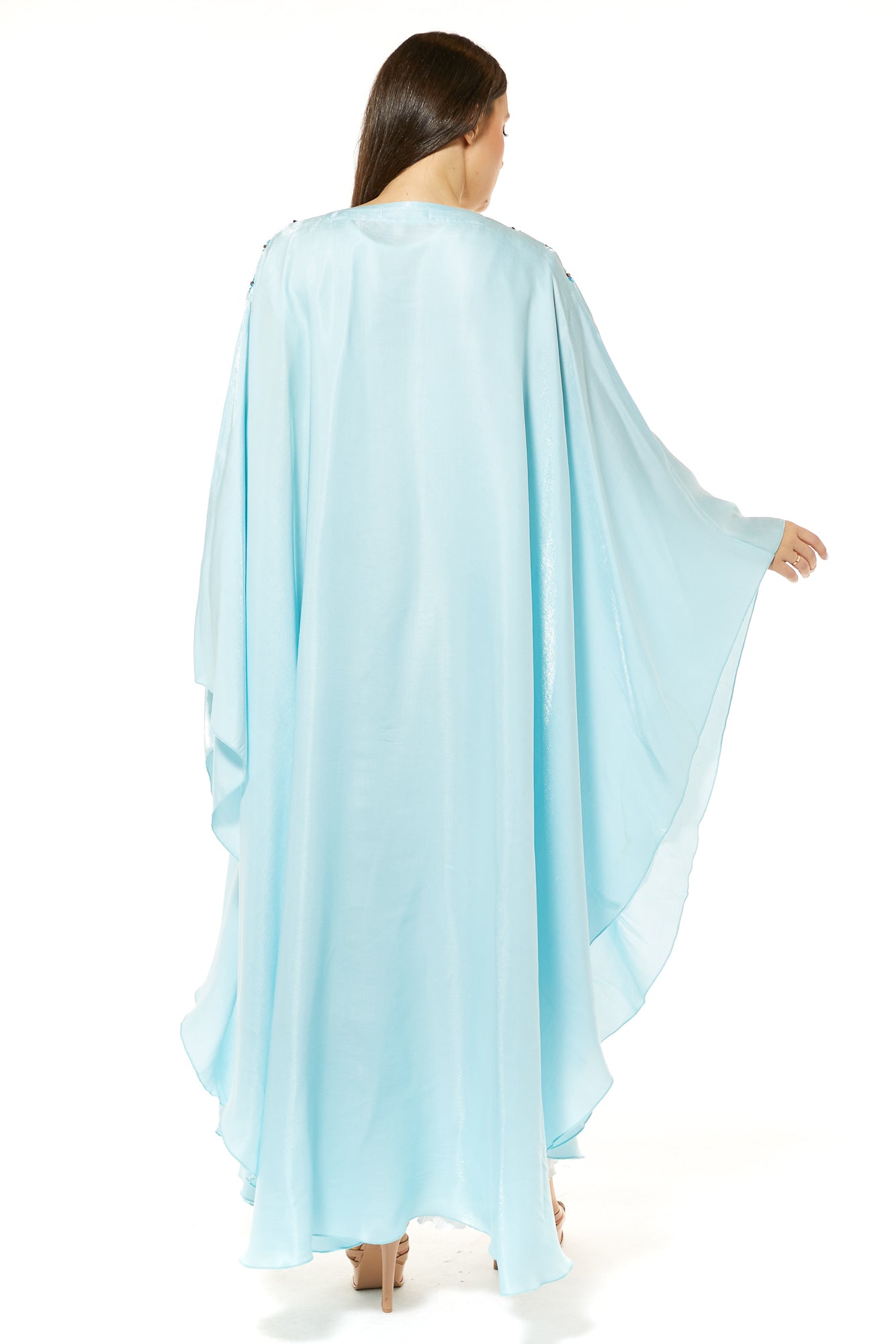 Blue Abaya Set with handwork embellishment comes with under dress (7468716392675) عباية زرقاء