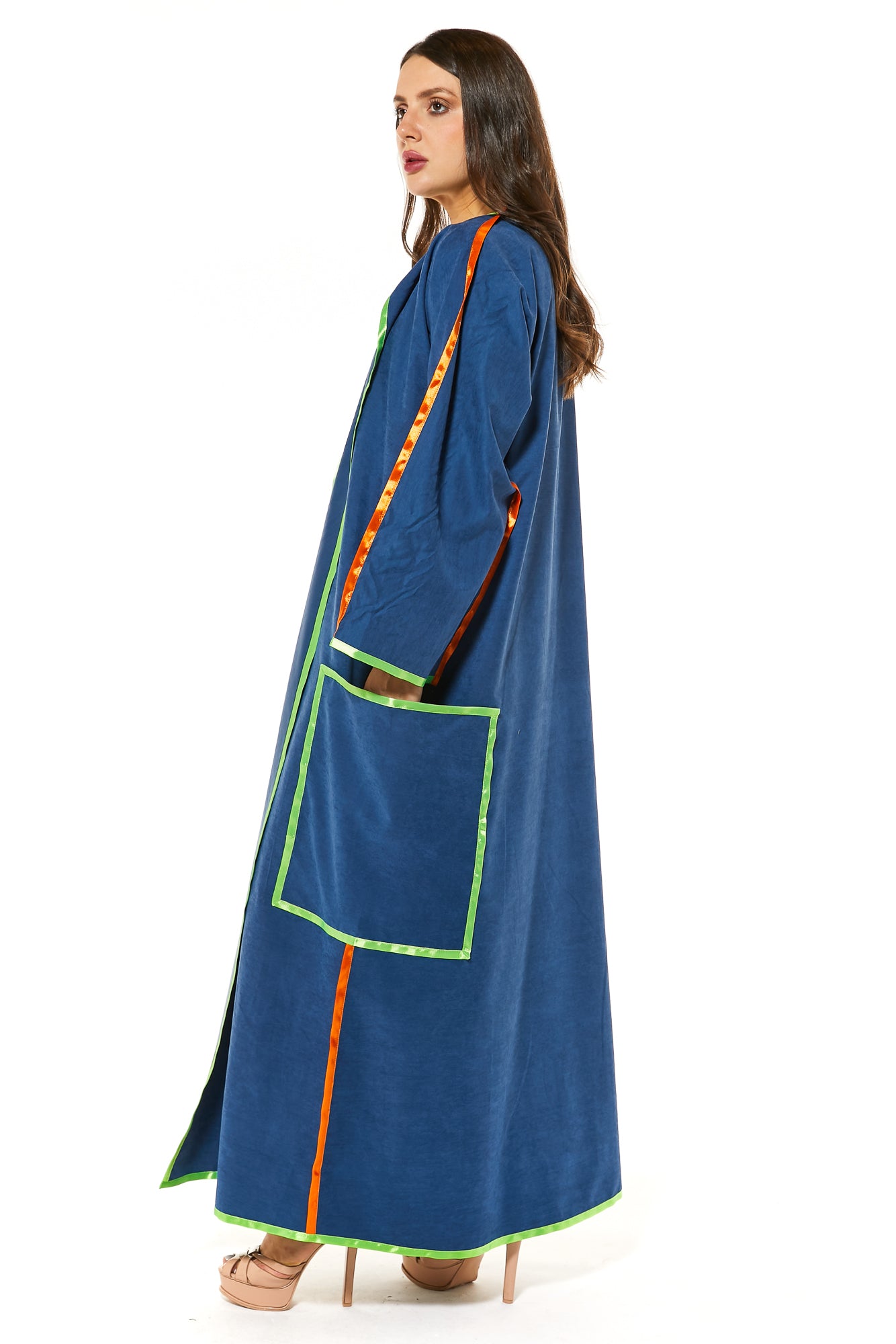 Blue Casual Abaya with Pipin detail (7468909134051) عباية زرقاء