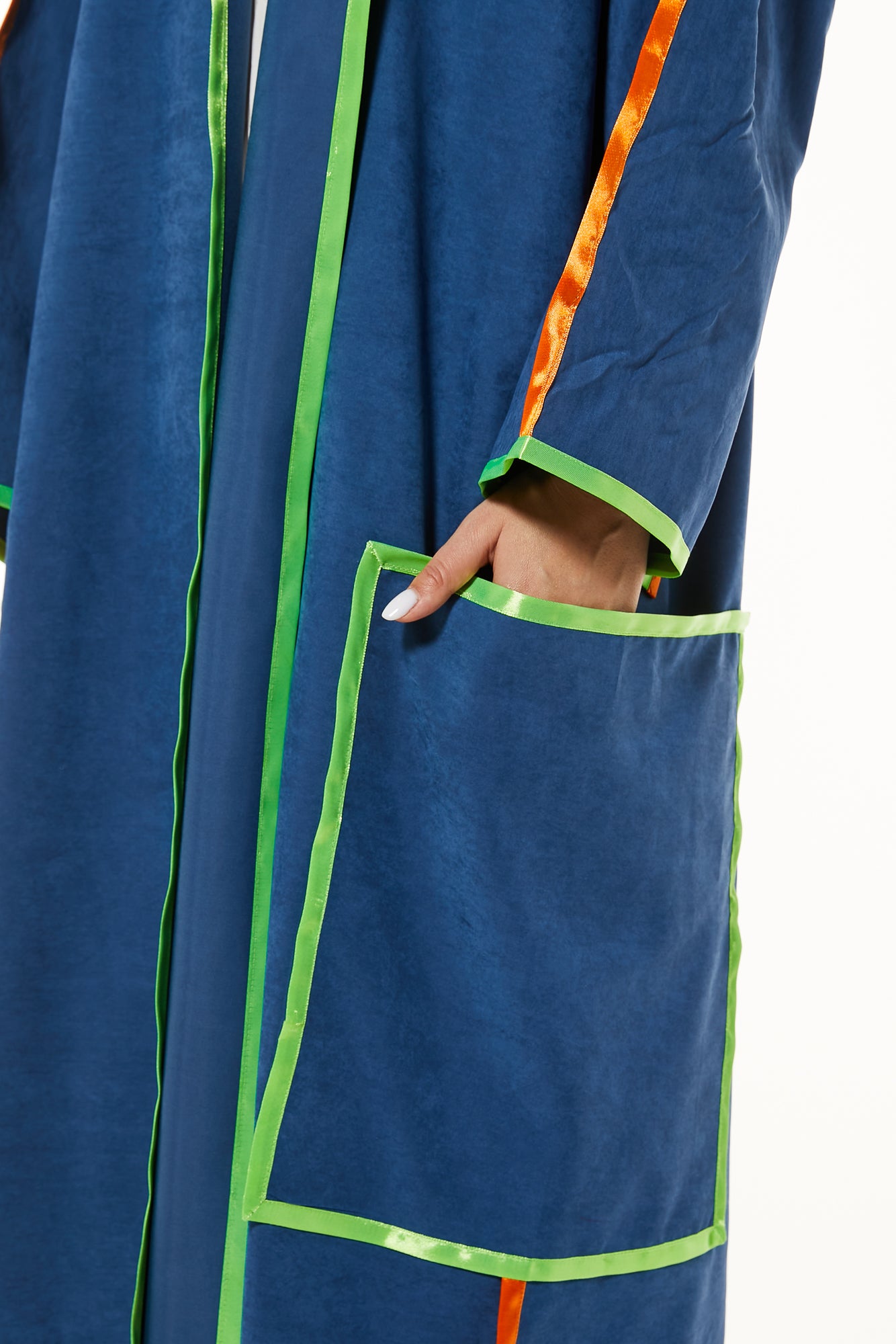 Blue Casual Abaya with Pipin detail (7468909134051) عباية زرقاء