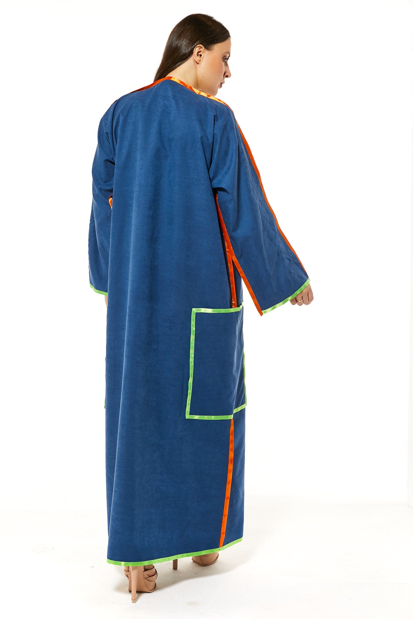 Blue Casual Abaya with Pipin detail (7468909134051) عباية زرقاء